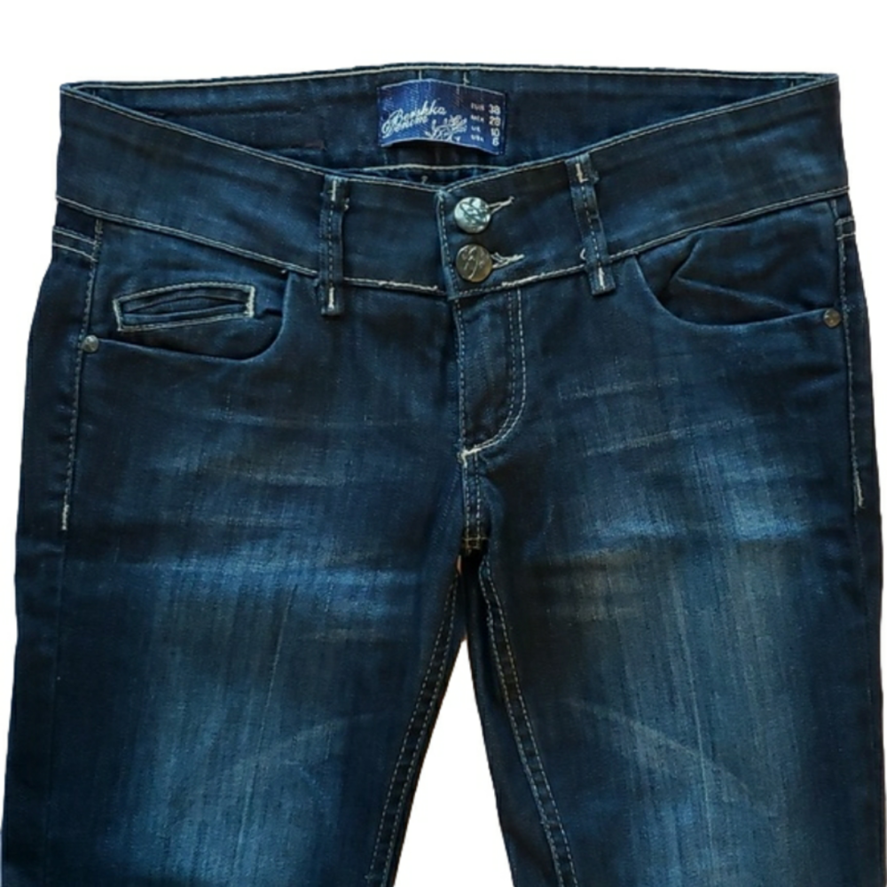 Bershka Denim dark blue low rise flare jeans